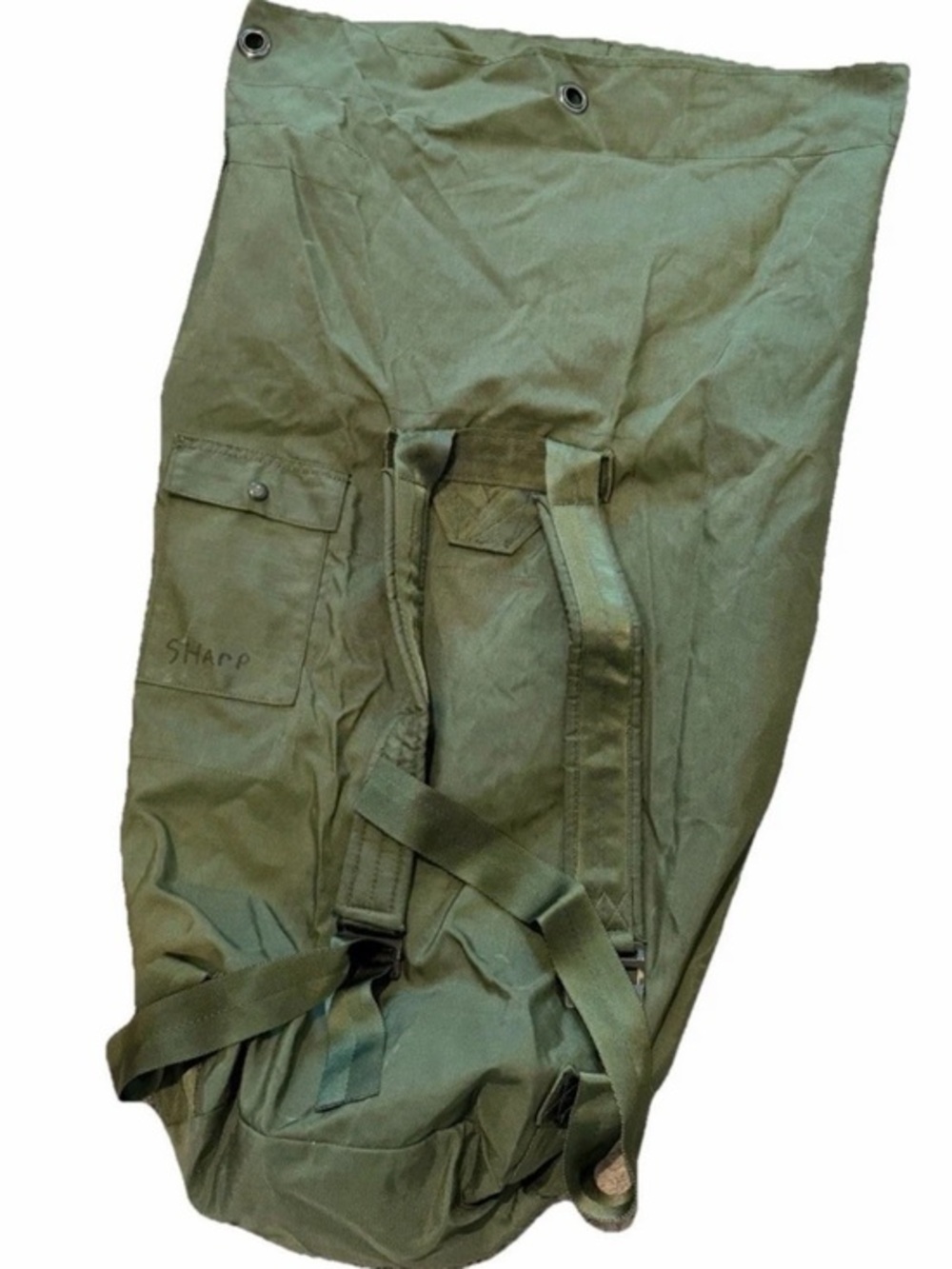 USGI Olive Drab Top Load NylonDuffle Bag with BackpackStraps USA Armed Forces
